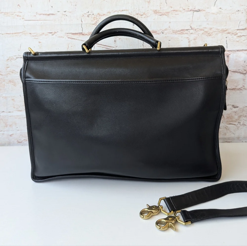 Coach Vintage Lenox Black Leather Briefcase with Gold Accents - Picture 9 of 16